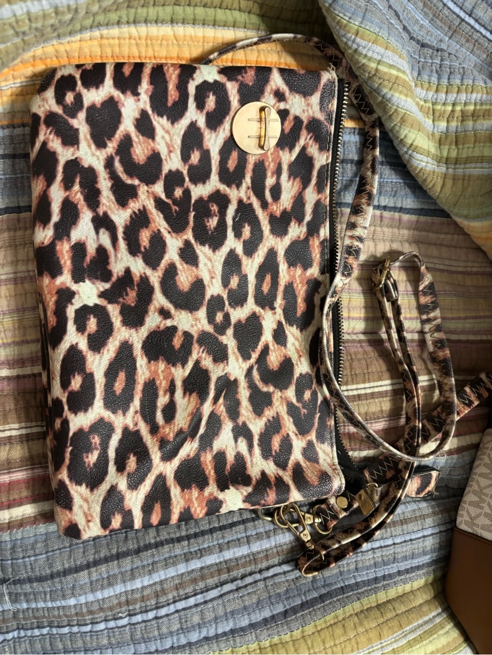 Leopard Print Crossbody Bag - Brown/Black